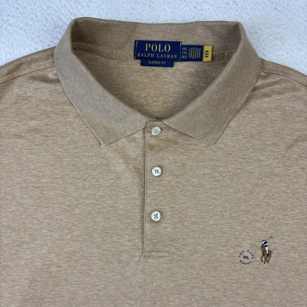 NEW POLO RALPH LAUREN Mens Polo Shirt 2XL Brown Classic Fit Cotton Stretch NWOT